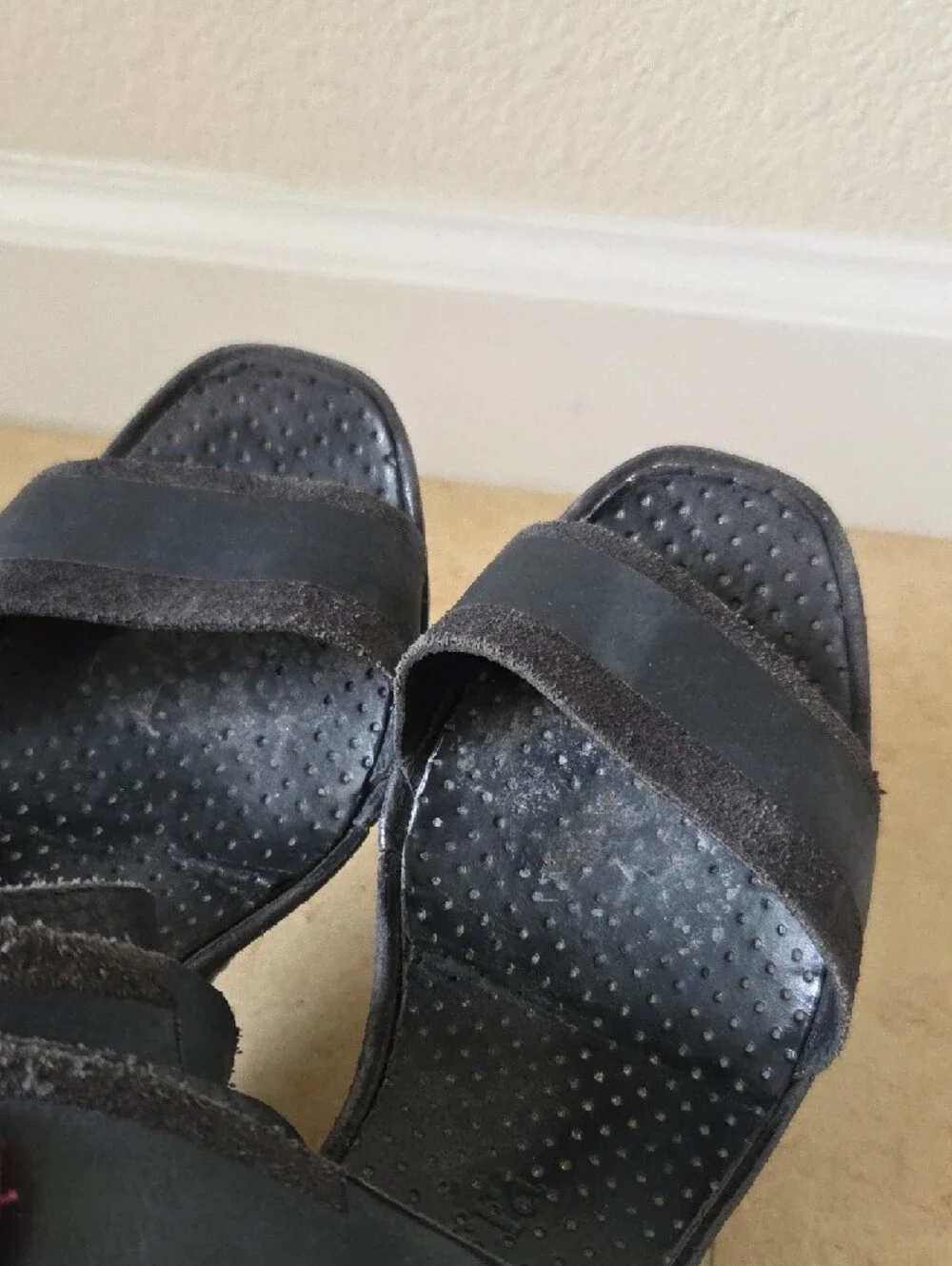Pedro Garcia Black Leather & Suede Wedge Platform Sandals Velcro 4.5
